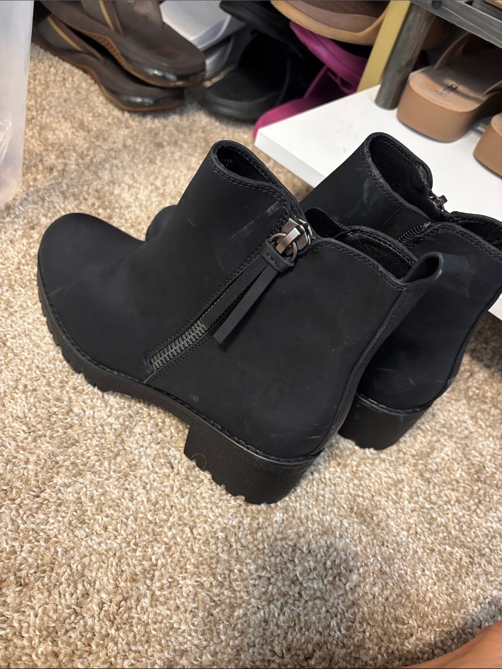 Bjorndal Black Nubuck Ankle Booties with Side Zip Detail